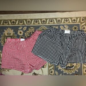 Gingham Elastic-Waist Women's Shorts - Red & Black